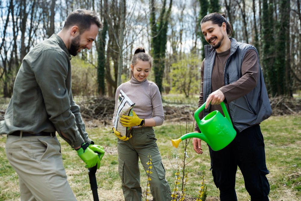 Équipe de jardiniers au travail